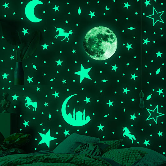 Glow-in-the-Dark Moon & Stars Wall Stickers – Luminous Décor for Kids’ Rooms & Nurseries