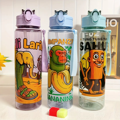 750ML Italian Brainrot Water Bottle Outdoor Drinking Cartoon Sports Cups Tung Tung Tung Sahur Tralalero Tralala Christmas Gift