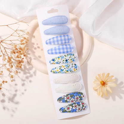 10Pcs/Lot Fresh Print Cotton Alloy Hair Clips for Kids Fabric Plaid BB Hairpins Girl Hairgripe Headwear Baby Hair Accessories