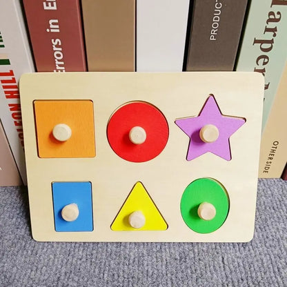 Baby Wooden Puzzles Montessori Toys 1 2 3 Years Toddler Toys Hand Grab Board Alphabet Number Cognition Learning Educational Toys