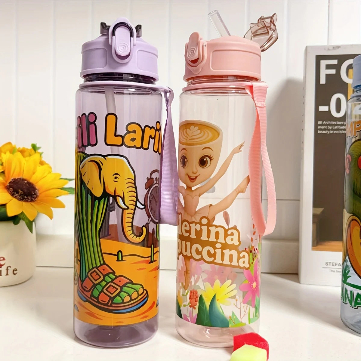 750ML Italian Brainrot Water Bottle Outdoor Drinking Cartoon Sports Cups Tung Tung Tung Sahur Tralalero Tralala Christmas Gift