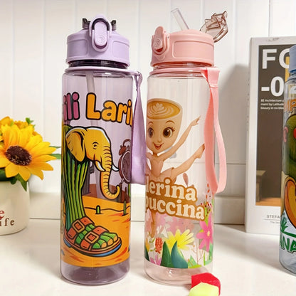 750ML Italian Brainrot Water Bottle Outdoor Drinking Cartoon Sports Cups Tung Tung Tung Sahur Tralalero Tralala Christmas Gift