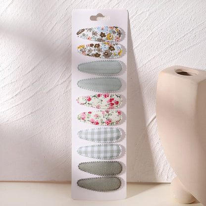 10Pcs/Lot Fresh Print Cotton Alloy Hair Clips for Kids Fabric Plaid BB Hairpins Girl Hairgripe Headwear Baby Hair Accessories