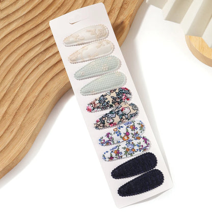 10Pcs/Lot Fresh Print Cotton Alloy Hair Clips for Kids Fabric Plaid BB Hairpins Girl Hairgripe Headwear Baby Hair Accessories