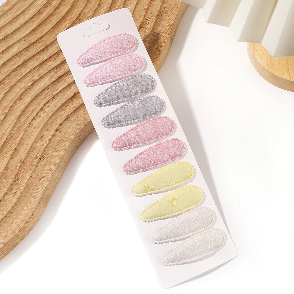 10Pcs/Lot Fresh Print Cotton Alloy Hair Clips for Kids Fabric Plaid BB Hairpins Girl Hairgripe Headwear Baby Hair Accessories