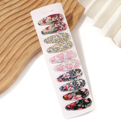 10Pcs/Lot Fresh Print Cotton Alloy Hair Clips for Kids Fabric Plaid BB Hairpins Girl Hairgripe Headwear Baby Hair Accessories