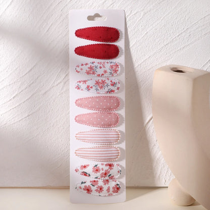 10Pcs/Lot Fresh Print Cotton Alloy Hair Clips for Kids Fabric Plaid BB Hairpins Girl Hairgripe Headwear Baby Hair Accessories