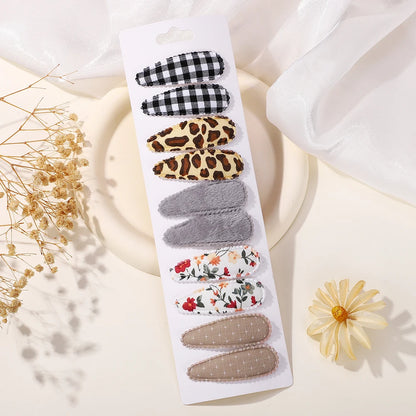 10Pcs/Lot Fresh Print Cotton Alloy Hair Clips for Kids Fabric Plaid BB Hairpins Girl Hairgripe Headwear Baby Hair Accessories