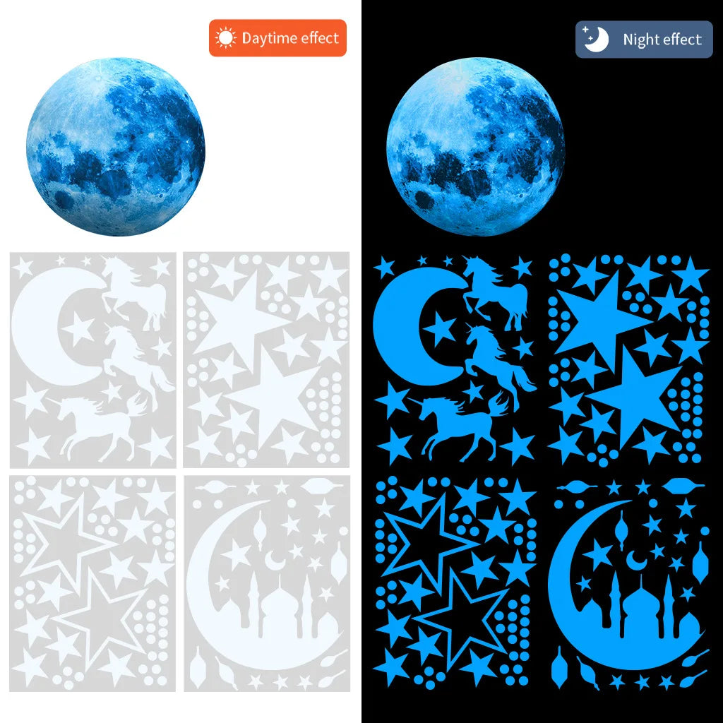 Glow-in-the-Dark Moon & Stars Wall Stickers – Luminous Décor for Kids’ Rooms & Nurseries