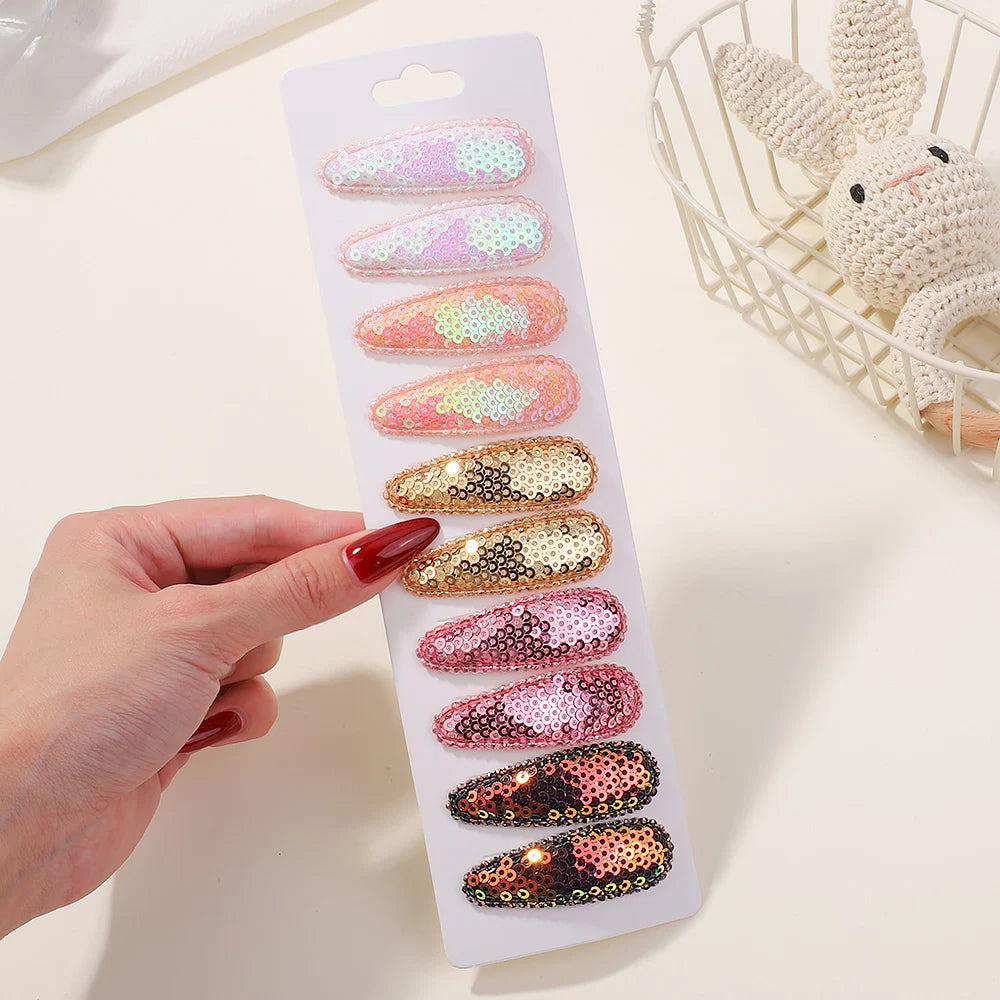 10Pcs/Lot Fresh Print Cotton Alloy Hair Clips for Kids Fabric Plaid BB Hairpins Girl Hairgripe Headwear Baby Hair Accessories