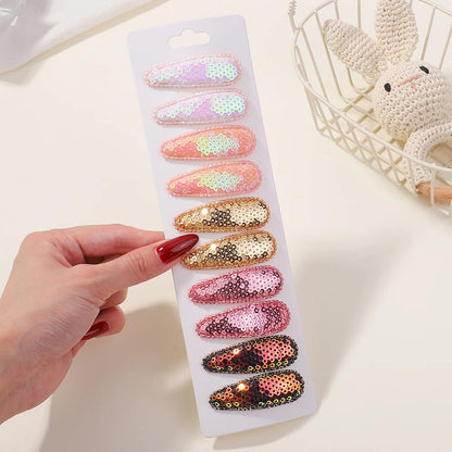 10Pcs/Lot Fresh Print Cotton Alloy Hair Clips for Kids Fabric Plaid BB Hairpins Girl Hairgripe Headwear Baby Hair Accessories