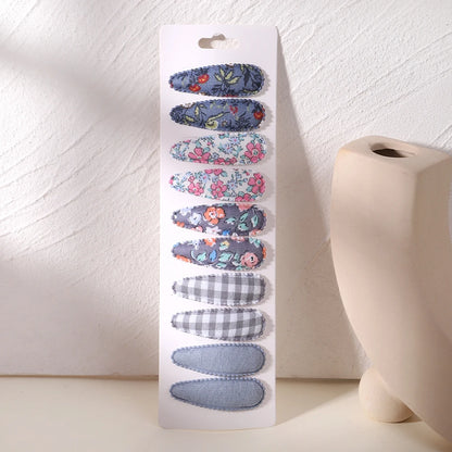 10Pcs/Lot Fresh Print Cotton Alloy Hair Clips for Kids Fabric Plaid BB Hairpins Girl Hairgripe Headwear Baby Hair Accessories