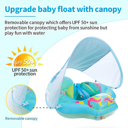 Reversible Cat Baby Swimming Float with Canopy – Safe, Comfy & Sun-Protected Pool Fun for Little Swimmers