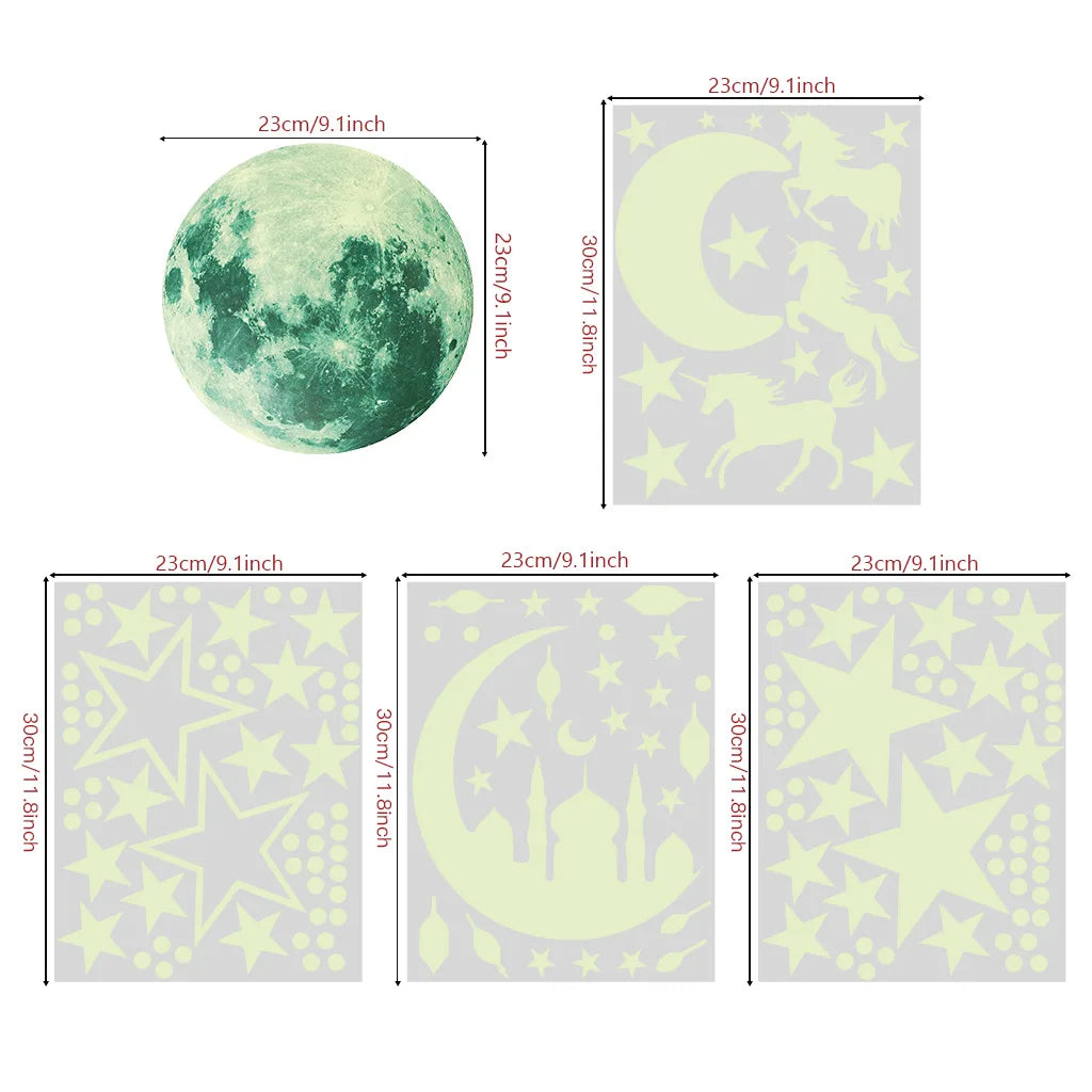 Glow-in-the-Dark Moon & Stars Wall Stickers – Luminous Décor for Kids’ Rooms & Nurseries