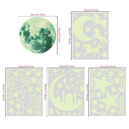 Glow-in-the-Dark Moon & Stars Wall Stickers – Luminous Décor for Kids’ Rooms & Nurseries