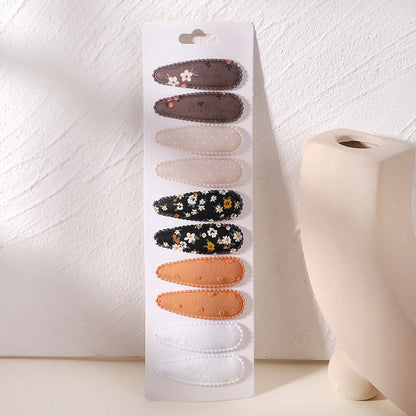 10Pcs/Lot Fresh Print Cotton Alloy Hair Clips for Kids Fabric Plaid BB Hairpins Girl Hairgripe Headwear Baby Hair Accessories