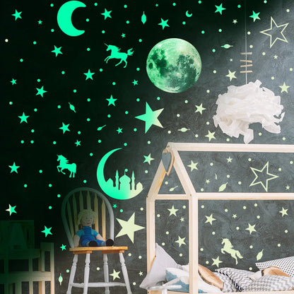 Glow-in-the-Dark Moon & Stars Wall Stickers – Luminous Décor for Kids’ Rooms & Nurseries