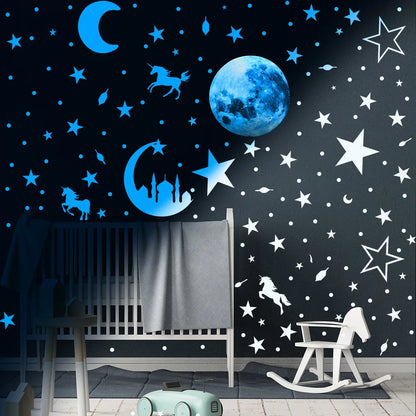 Glow-in-the-Dark Moon & Stars Wall Stickers – Luminous Décor for Kids’ Rooms & Nurseries