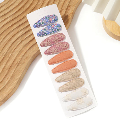 10Pcs/Lot Fresh Print Cotton Alloy Hair Clips for Kids Fabric Plaid BB Hairpins Girl Hairgripe Headwear Baby Hair Accessories